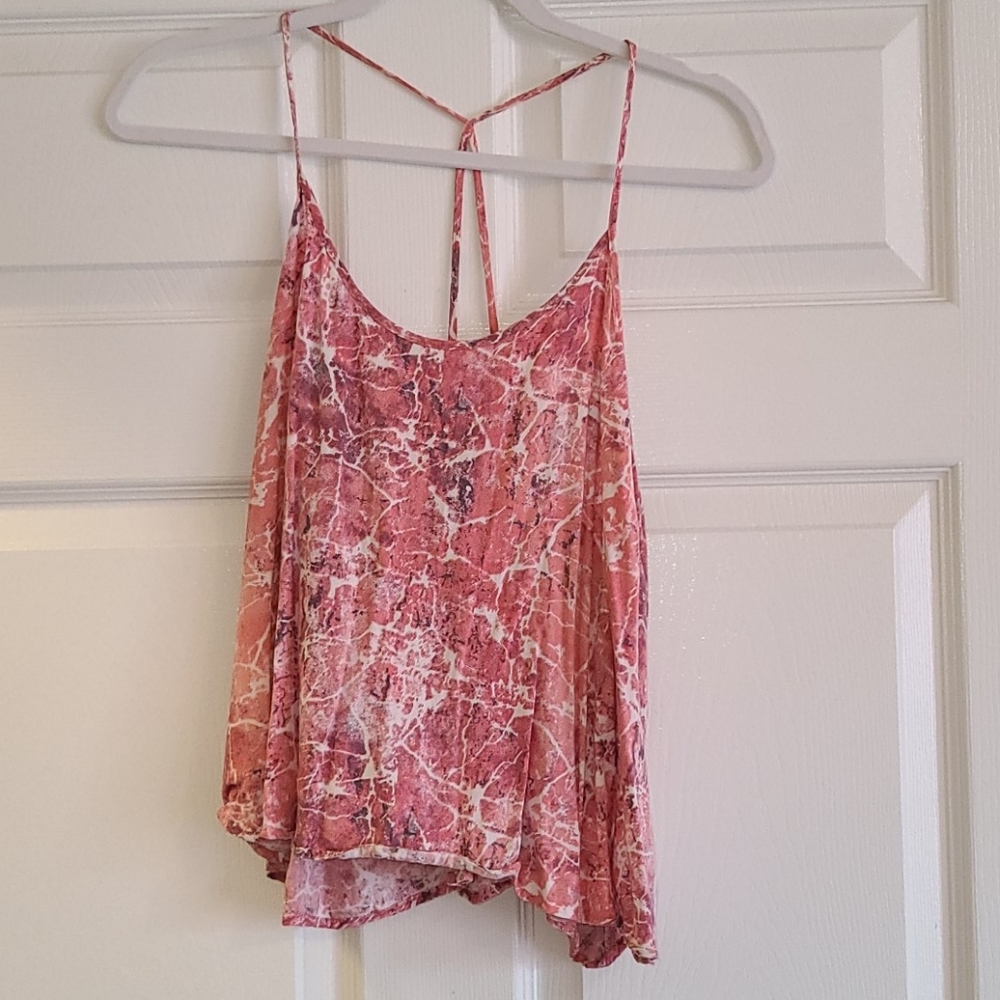 Flowy pink marble crop top